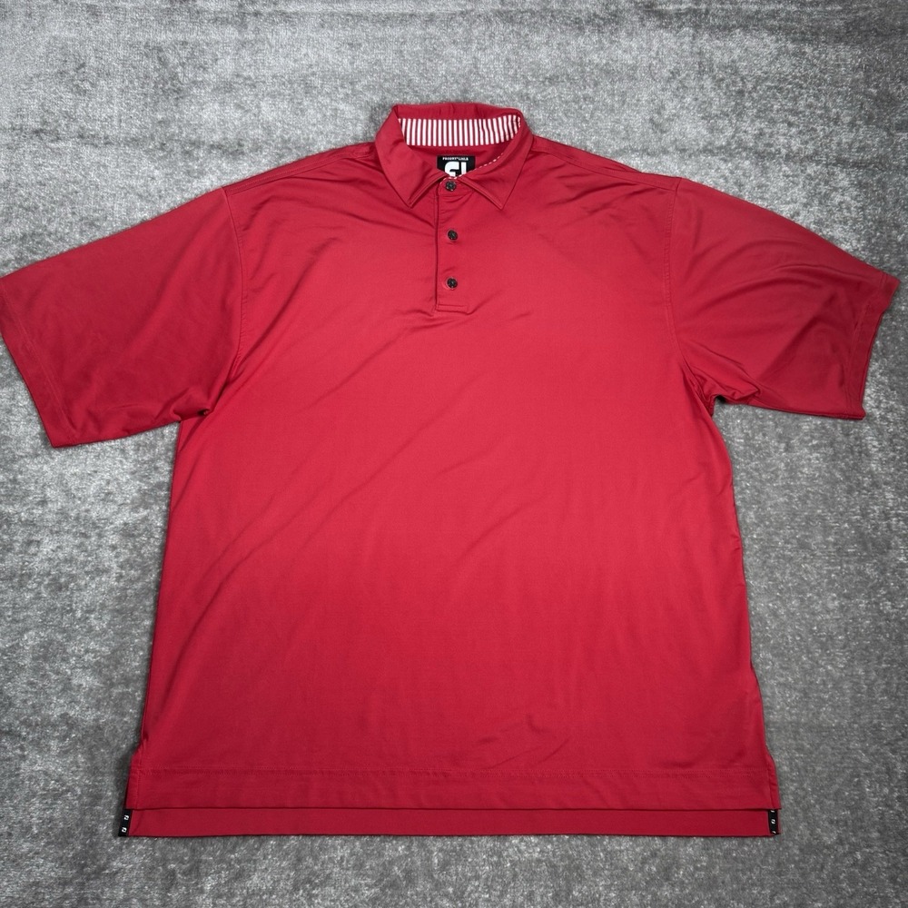 FootJoy Polo Shirt Men's XL Red Prodry Lisle Lightweight Short Sleeve‎ Golf